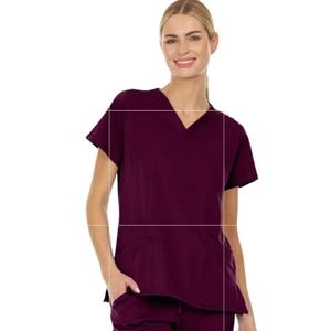 NEW WOMEN'S MINI MARILYN STRETCH V-NECK 3 POCKET SCRUB TOP WITH 4-WAY STRETCH